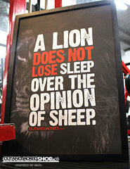 A2 Poster - "A Lion Does Not Lose Sleep Over The Opinion Of Sheep" - CutAndJacked Shop