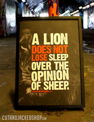A2 Poster - "A Lion Does Not Lose Sleep Over The Opinion Of Sheep" - CutAndJacked Shop
