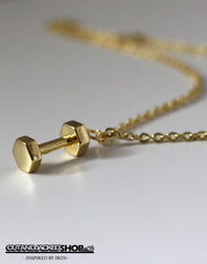 Dumbbell Necklace - 18k Gold Plated - CutAndJacked Shop