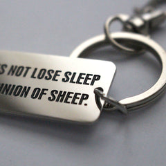 A lion does not lose sleep over the opinion of sheep - Key Ring - CutAndJacked Shop