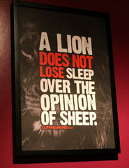 A2 Poster - "A Lion Does Not Lose Sleep Over The Opinion Of Sheep" - CutAndJacked Shop