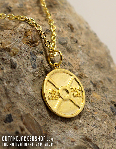 Gold weight plate necklace sales