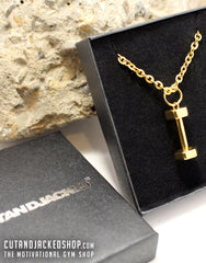 Dumbbell Necklace - 18k Gold Plated - CutAndJacked Shop